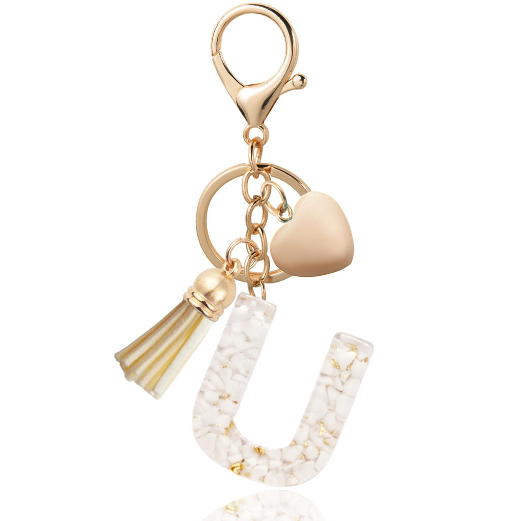 Personalized Heart Shell Letter Pendant Necklace with Tassel - A-Z Initial Charm