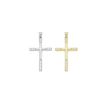 Load image into Gallery viewer, Gold Silver Clear CZ Cross Charm Pendant, Sku#LD636