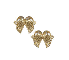 Load image into Gallery viewer, CZ Hollow Out Double Angel Wing Charm, Sku#LK751