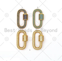 Load image into Gallery viewer, Fully CZ Micro Pave Oval Screw Clasp, Oval Pave Clasp, Green/Cobalt/Clear Color Carabinar Clasp,16x29mm,sku#ML48