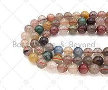 Load image into Gallery viewer, Quality Natural Multicolor Rutilated Quartz Smooth Round Beads, 6mm/8mm/10mm Genuine, Red Yellow Blue Matrix,15.5'' Full Strand, Sku#U1155