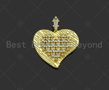 Load image into Gallery viewer, Gold Filled CZ Micro Pave Heart On Heart Shape Pendant, 18K Gold Filled Heart Charm, Necklace Bracelet Charm Pendant,20x23mm,Sku#LK335