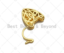 Load image into Gallery viewer, CZ Micro Pave Snake Padlock Heart Clasp Charms, Snake CZ On Padlock Clasp, Gold Charm Pendant, Padlock Necklace Charms, 17x27mm, Sku#K164