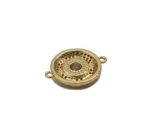 Load image into Gallery viewer, Big CZ Gold Swirl Round Connector Charm, Sku#LK769