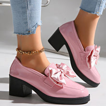 Load image into Gallery viewer, Women's Bowtie Platform Pumps - Low Heel Slip-On Dress Shoes