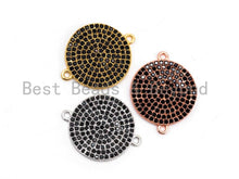 Load image into Gallery viewer, Black CZ Micro Pave Round Disc Connector, Cubic Zirconia Space Connector, Bracelet Necklace Findings, 16x19mm, 1pc,SKU#A85