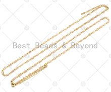 Load image into Gallery viewer, 18" Beige Milky Cylinder Beads Gold Chain Necklace,EF02