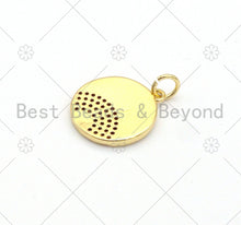 Load image into Gallery viewer, Colorful CZ Micro Pave Rainbow On Round Coin Shape Pendant,18K Gold Filled Medallion Charm, Necklace Bracelet Pendant,14x17mm,Sku#LK375