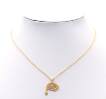 Load image into Gallery viewer, Gold Fuchsia CZ Evil Eye With Tear drop Charm, Sku#LD331