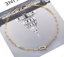 Load image into Gallery viewer, Paperclip Chain Necklace Bracelet with CZ Toggle