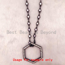 Load image into Gallery viewer, CZ Micro Pave Hexagon Pendant/Charm, Cubic Zirconia Pave Pendant, Fashion Jewelry Findings, 36x23mm, sku#C51