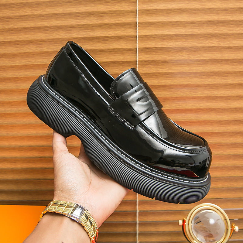 Men's British-Style Glossy Height-Increasing Leather Shoes – Tassel Loafer, Microfiber Upper