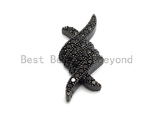 Load image into Gallery viewer, Black CZ Pave On Black Micro Pave Fish Beads/Connector for Bracelet/Necklace, Cubic Zirconia Space Connector, 9x22mm, sku#C104