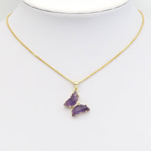 Load image into Gallery viewer, Gold Natural Gemstone Butterfly Charm Pendant, Sku#FH222