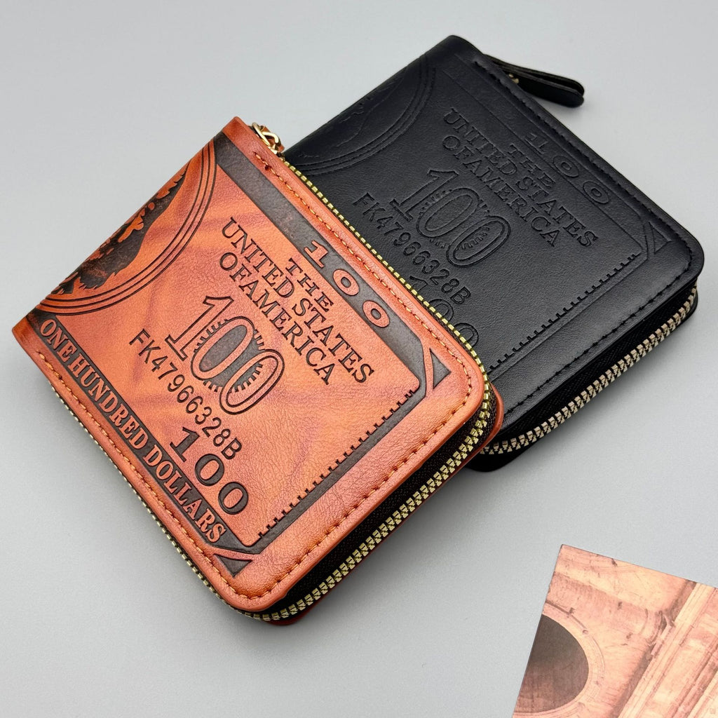 Personalized Dollar Men's Bifold Buckle Wallet – Multiple Card Slots, PU Leather, Retro Embossed Design