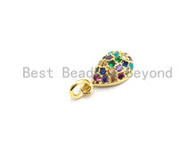 Load image into Gallery viewer, CZ Colorful Micro Pave Teardrop Pendant, Teardrop Shaped Pave Pendant, Gold plated, 7x13mm, Sku#F740