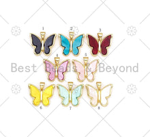 Load image into Gallery viewer, Colorful Acrylic Butterfly Shape Pendant, 18K Gold Filled Butterfly Charm,Necklace Bracelet Charm Pendant,20x16mm,Sku#LK454