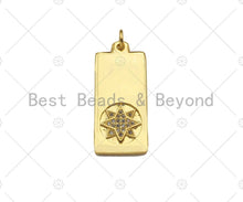 Load image into Gallery viewer, CZ Micro Pave Butterfly Moon Five Point Star North Star On Rectangle Pendant,CZ Medallion Charm, Necklace Bracelet Charm,12x28mm, Sku#LK278