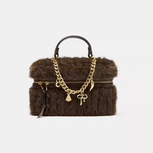 Load image into Gallery viewer, Chic Plush Chain Crossbody Bag – Synthetic Leather Mini Handbag for Women | Coffee Brown