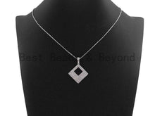Load image into Gallery viewer, CZ Micro Pave Hollow out Square Pendant, Geometric Frame Shape Pendant Charm, Gold/Rose Gold/Silver/Gunmetal  Charms, 30x40mm, sku #X56
