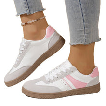 Load image into Gallery viewer, Women's Pink Lace-Up Sneakers - Casual Athletic Comfortable Footwear