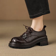 Load image into Gallery viewer, Women's Platform Oxford Shoes | Handmade Full-Grain Sheepskin Chunky Heel Lace-Up Brogues