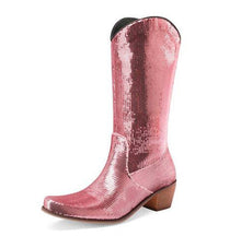 Load image into Gallery viewer, Women's Block Heel Patent Leather Knee-High Boots | Elegant Glossy Dress Boots
