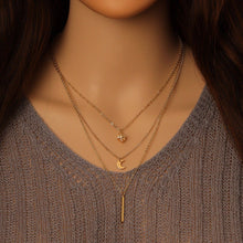 Load image into Gallery viewer, Dainty Gold Diamond Moon Bar Pendant Layering chain necklace,sku#EF486