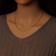 Load image into Gallery viewer, Flate Gold Figaro Chain Adjustable Necklace, Sku#LD593/JD04