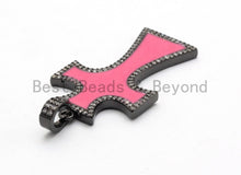Load image into Gallery viewer, NEW DESIGN Pave CZ Enamel Colorful Oil Drop Cross Pendant, E