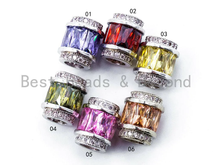Load image into Gallery viewer, CZ Micro Pave Big Hole Drum Spacer Beads, Cubic Zirconia Large Hole Spacer Beads Ruby/Amethyst/Pink,10x12mm,1pc,sku#G268