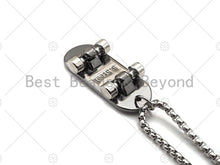 Load image into Gallery viewer, Skateboard pendant Chain Necklace-Bible verse Cross Engraved Pendant, Stainless Steel Men's Necklace - Pendant Necklace , sku#L344