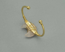 Load image into Gallery viewer, Gemstone Moon Shape Wire Trapped Cuff bracelet, sku#LY25