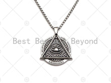 Load image into Gallery viewer, Protection Eye Skull Engraved Pendant Necklae, Stainless Steel Silver Chain Necklace -Men's Jewelry - Pendant Necklace, sku#L341