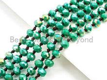 Load image into Gallery viewer, 60 EXTRA Long Hand Knotted Tear Green Color Crystal Necklace, Double Wrap Necklace, Green 2x4mm Rondelle Faceted Crystal Beads,SKU#D22