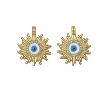 Load image into Gallery viewer, Gold CZ Enamel Evil Eye On Sunburst Charm, Sku#LX83