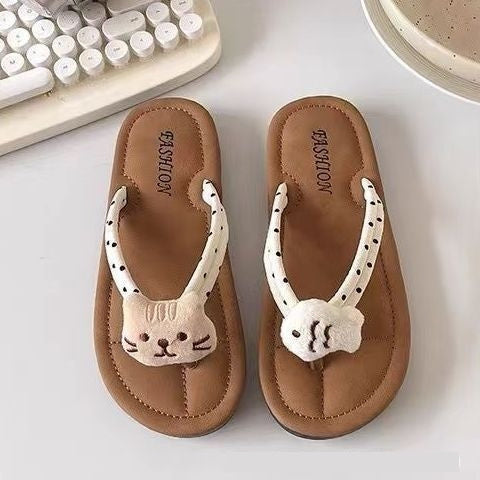 Women's Herringbone Non-Slip Beach Flip-Flops - Soft Sole Summer Slippers