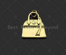 Load image into Gallery viewer, 18K Dainty Gold Fashion Bag Shape Pendant/Charm,Gold Bag Medallion Charm, Necklace Bracelet Charm Pendant,18x17mm, Sku#LK232