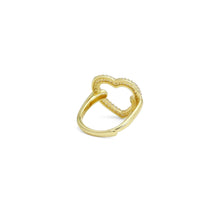 Load image into Gallery viewer, Clear CZ Open Heart Gold Silver Adjustable Ring, Sku#A172