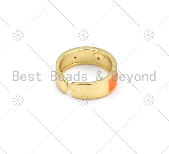 Hamsa Hand Evil Eye Enamel Adjustable Ring, Sku#X270