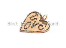 Load image into Gallery viewer, Large Cz Micro Pave Heart With LOVE Pendant,Cubic Zirconia Pendant/Charm,Gold/Black/Silver/Rose Gold,41mm, sku#F630C