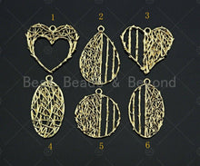 Load image into Gallery viewer, Filigree Gold Lacy Charm, Star/Heart/Round/Oval Shape Brushed Gold Twisted Wire Charm Pendants for Earrings necklace making, sku#CP05
