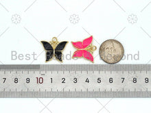 Load image into Gallery viewer, Colorful Enamel Butterfly Shape Pendant, 18K Gold Filled Butterfly Charm, Necklace Bracelet Charm Pendant,24x19mm,Sku#F1425