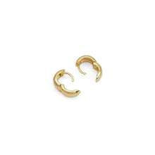 Load image into Gallery viewer, Gold Silver Thick Small Huggie with CZ Line earrings, Sku#A125