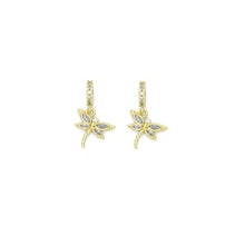 Load image into Gallery viewer, Clear CZ Gold Dragonfly Big Hole Charm Pendant, Sku#LK1194