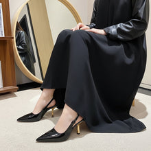 Load image into Gallery viewer, Women's Pointed-Toe Stiletto Sandals | Low Heel Slip-On Dress Shoes in Black, Nude &amp; Red