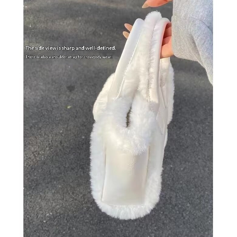 Fluffy Crossbody Bag for Women – Plush PVC Patchwork Shoulder Bag