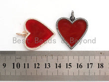 Load image into Gallery viewer, 30mm Enamel Red heart Pendant, Gold/Rose gold/Black/Silver, CZ Micro Pave Oil Drop Heart pendant,Enamel pendant,Enamel Jewelry,sku#F617