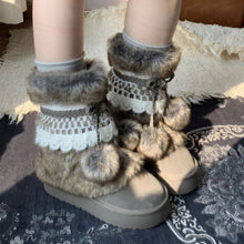 Load image into Gallery viewer, Women's Retro Chunky Ankle Boots – Fleece-Lined Suede Slip-On Winter Boots