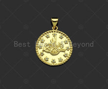 Load image into Gallery viewer, Gold Filled CZ Micro Pave Pattern Medallion Shape Pendant,18K Gold Filled Charm, Necklace Bracelet Charm Pendant,19x21mm,Sku#LK359